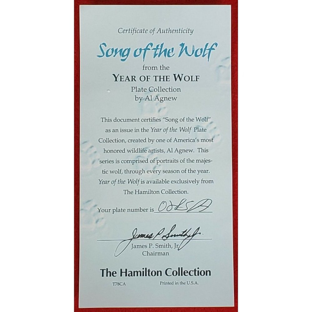 Year of the Wolf Collectors Plate "Song of the Wolf"‎ by Hamilton MIB + COA - Picture 3 of 3